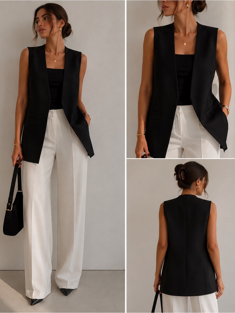 Topshop Black Sleeveless Tailored Blazer Vest
